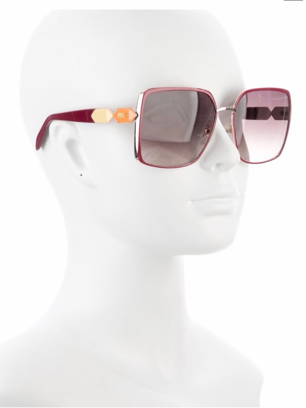 Emilio Pucci EP169 68F Oversized Geometric Sunglasses Pink Gold 60mm